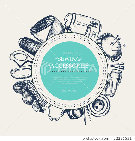 Sewing Accessories - modern drawn round banner. 32235531