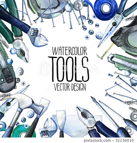 Watercolor repair tools frame Watercolor repair tools frame 32236010