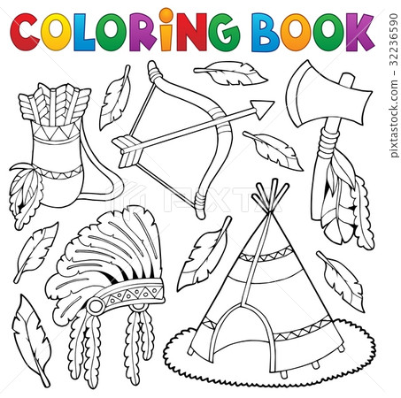 Coloring book Native American theme 1 32236590
