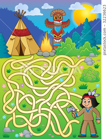 Maze 4 with Native American boy 32236623