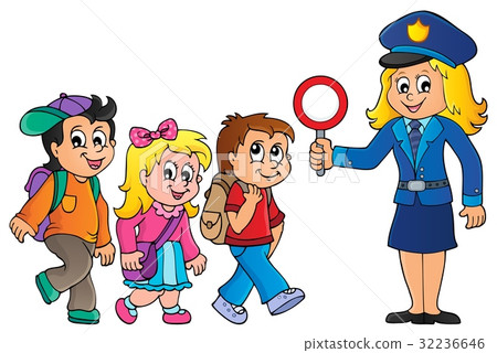 Pupils and policewoman image 1 32236646