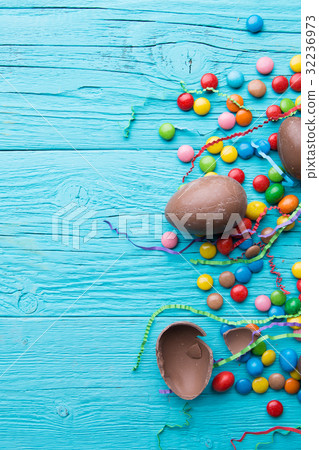 Image of chocolate eggs, ribbons Image of chocolate eggs, ribbons 32236973