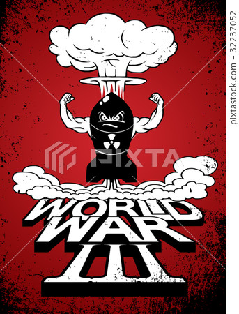 Cartoon atomic bomb and atomic mushroom cloud Cartoon atomic bomb and atomic mushroom cloud 32237052