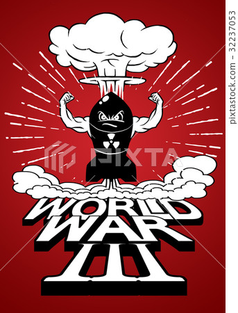 Cartoon atomic bomb and atomic mushroom cloud Cartoon atomic bomb and atomic mushroom cloud 32237053