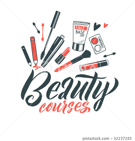 Logo Beauty Courses Vector Lettering. Custom Logo Beauty Courses Vector Lettering. Custom 32237285