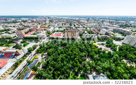 Aerial city view with crossroads and roads, houses Aerial city view with crossroads and roads, houses 32238023