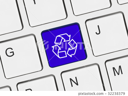 Computer keyboard with recycling symbol 32238379