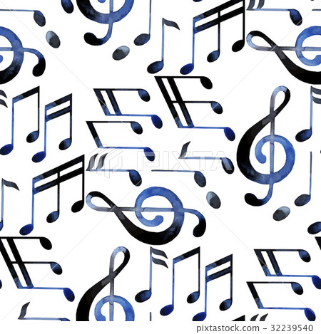 Watercolor musical notes pattern 32239540