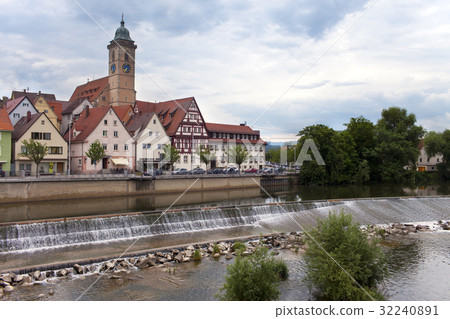 river Neckar in the Nurtingen in southern Germany. river Neckar in the Nurtingen in southern Germany. 32240891