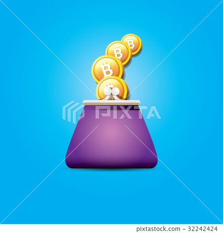 vector bitcoin wallet icon with coins 32242424