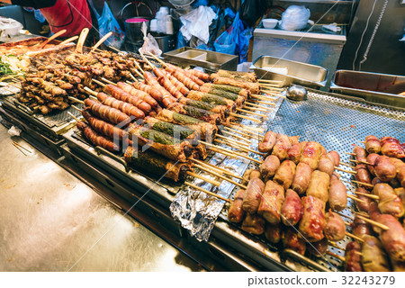 韓國食物,小吃,串燒,肉串,Korean food, snacks, skewers 32243279