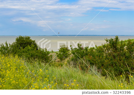 Sea landscape Terrain on the coast of the Azov Sea 32243396