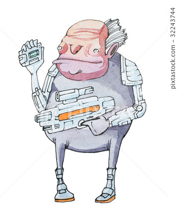 Hand-drawn illustration of short decrepit-looking 32243744