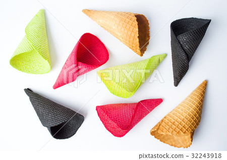 Colorful ice cream cones isolated on white Colorful ice cream cones isolated on white 32243918