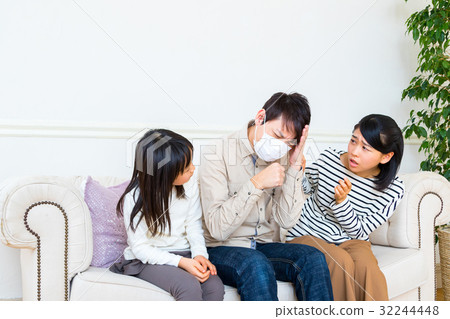 身體狀況不佳冷面罩家庭感冒季節喉嚨咳嗽 32244448