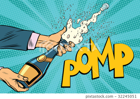 opening champagne bottles pop art 32245051
