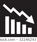 Declining bars graphic icon with declining arrow 32246243