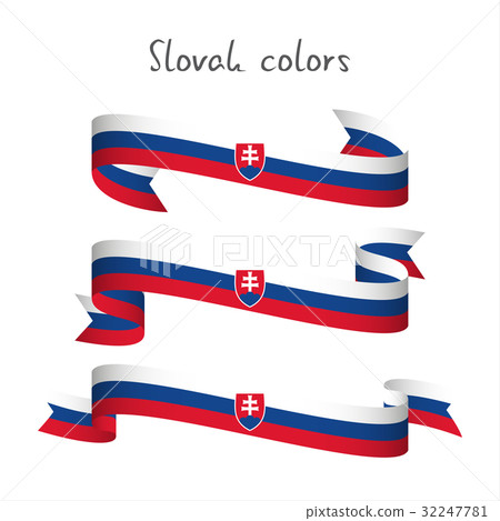Set of three ribbons with the Slovak tricolor 32247781