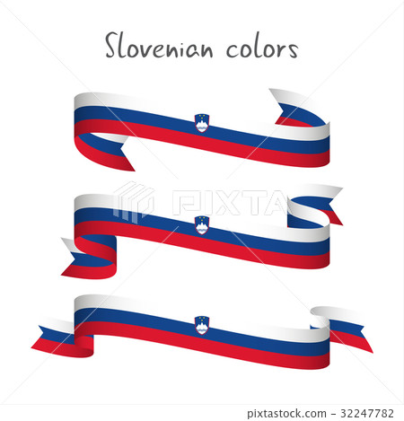 Set of three ribbons with the Slovenian tricolor 32247782