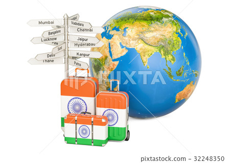 India travel concept. Suitcases with Indian flag 32248350