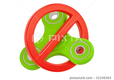 Prohibition sign with fidget spinner, 3D rendering 32248363