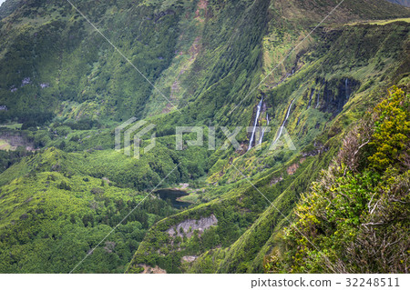 Azores landscape in Flores island. Waterfalls  32248511