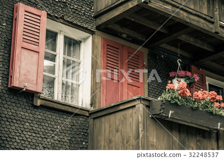 wooden houses in Fiesch - Switzerland 32248537