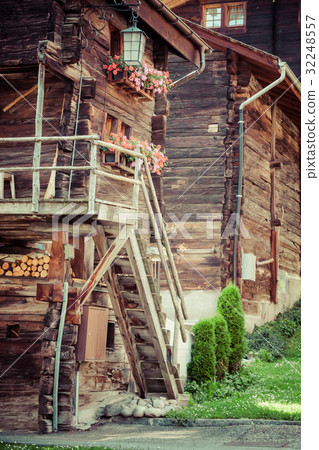 wooden houses in Fiesch - Switzerland 32248557