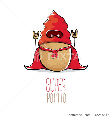 vector funny cartoon cute brown super potato 32248616