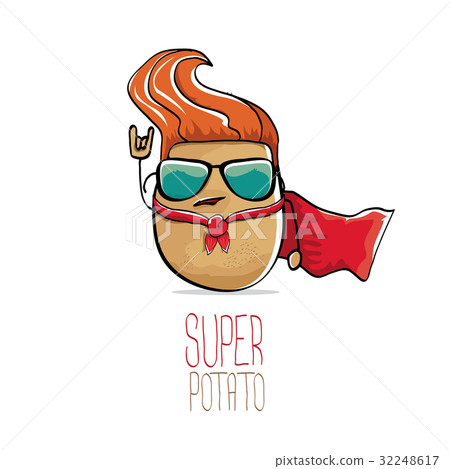 vector funny cartoon cute brown super potato 32248617