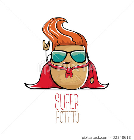 vector funny cartoon cute brown super potato 32248618