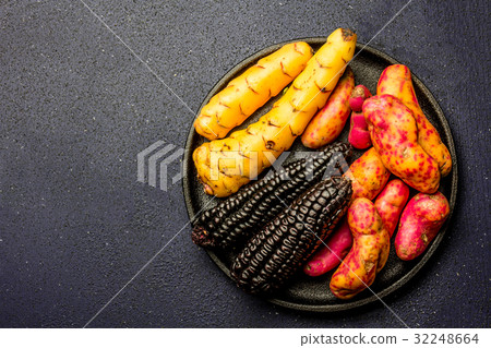 Peruvian raw ingredients for cooking black corn Peruvian raw ingredients for cooking black corn 32248664
