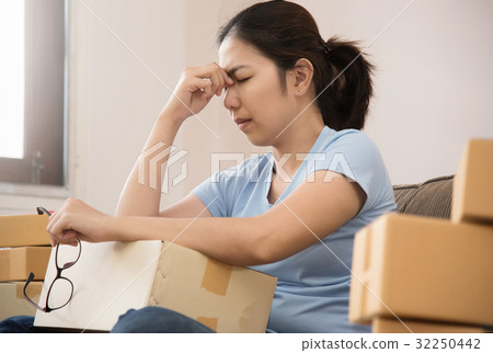 Stress, headache, migraine, tired concept. 32250442