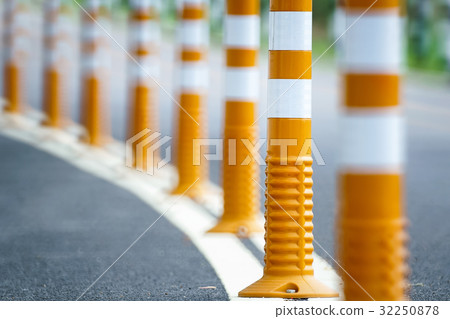 Flexible traffic bollard for bike lane. 32250878