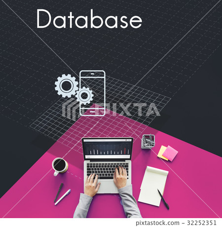 Database System Computer Technology Development Digital Icons Graphic 32252351