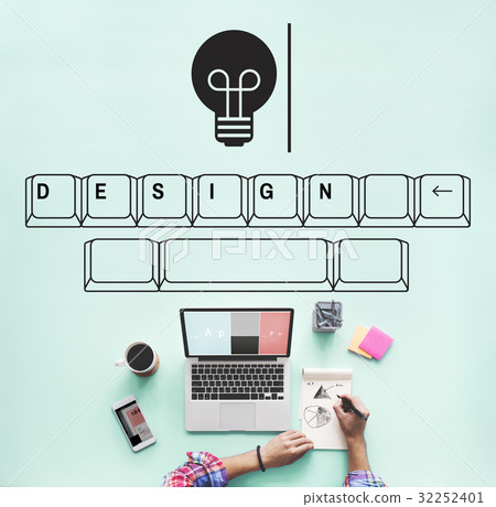 Light bulb with keyboard graphic Light bulb with keyboard graphic 32252401