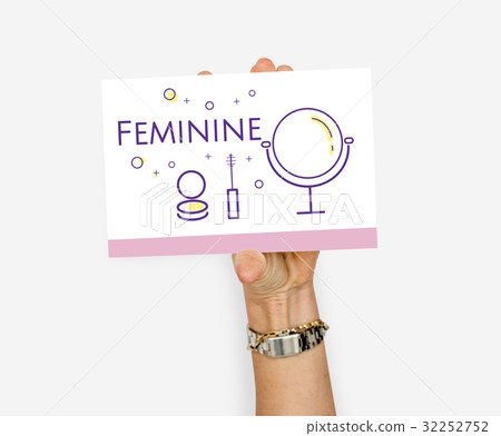 Hand holding illustration of beauty cosmetics makeover skincare banner Hand holding illustration of beauty cosmetics makeover skincare banner 32252752