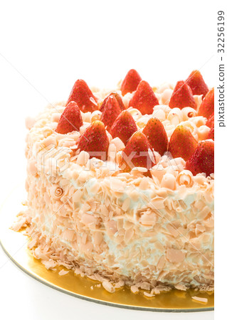 Vanilla cake dessert with strawberry on top Vanilla cake dessert with strawberry on top 32256199