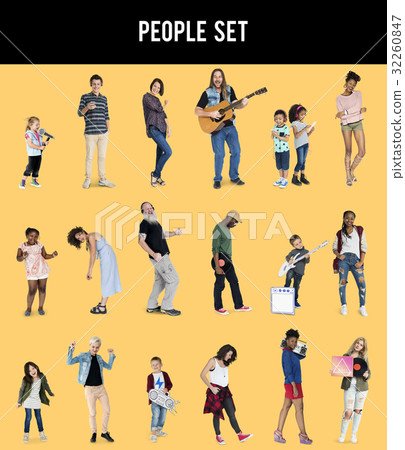 Diverse of People Enjoy Music Lifestyle Studio Isolated 32260847