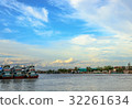 Three fishing boats moored at the Maeklong river 32261634