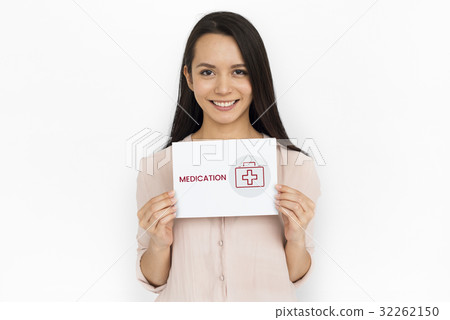 Women holding a card with healthcare concept 32262150