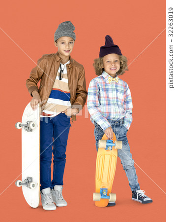 Young Boys Skateboarder Hipster Smile 32263019