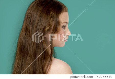 Caucasian Young Girl Focused Studio Caucasian Young Girl Focused Studio 32263350