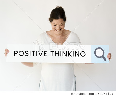 People holding and showing the positive thinking word People holding and showing the positive thinking word 32264195