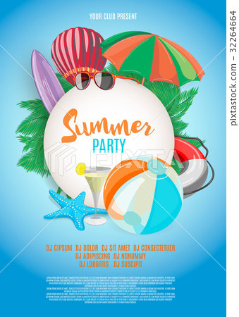 Summer Vector Banner Design Template In Beach Stock Illustration