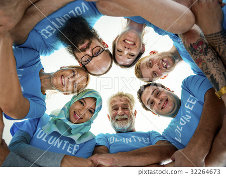 Group of people arm around support together Group of people arm around support together 32264673