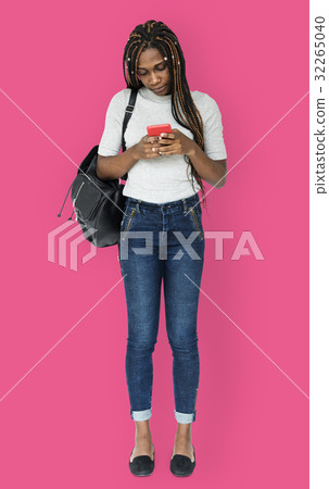 African woman using smart phone device for connection 32265040