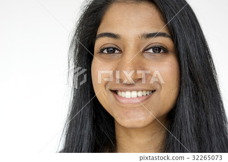 Indian girl smiling casual studio portrait 32265073