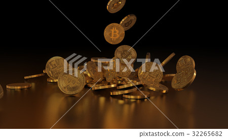 Bitcoin falling on a pile Bitcoin falling on a pile 32265682
