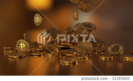 Bitcoin falling on a pile Bitcoin falling on a pile 32265683